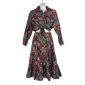 Vintage Roper Jewel Tones Western Aztec Print Two Piece Skirt Set Size 11/12